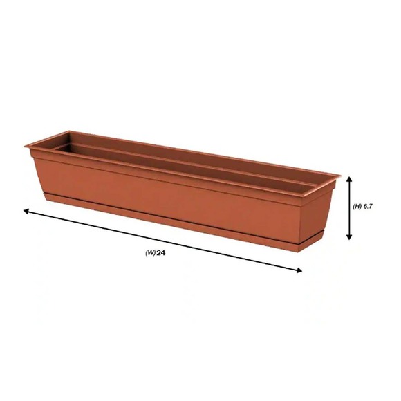 Southern Patio 6.70 in. x 24.00 in. Clay Plastic Window Box - Free Shipping - Picture 2 of 4